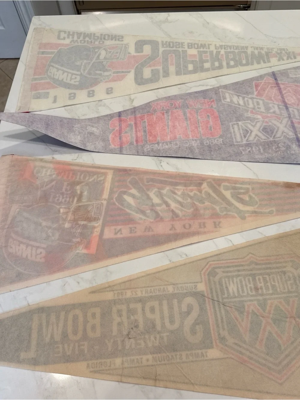 NFL New York Giants Vintage Super Bowl & NFC Champion Pennant Set  1987 Vintage